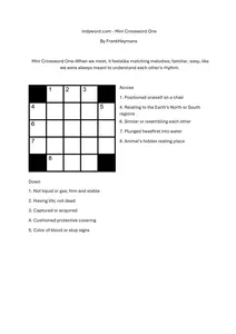Play a free mini crossword online. Quick 5×5 puzzles to boost English vocabulary in just 2 minutes. Perfect for students and professionals.