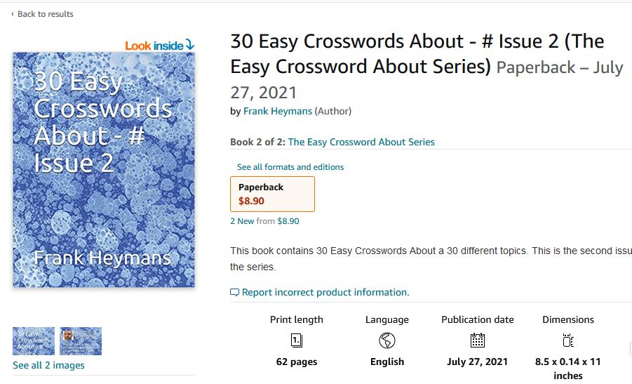 30 Easy Crosswords About - # Issue 2 - (The Easy Crossword About Series) Paperback