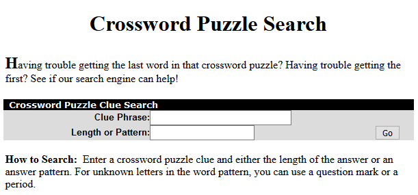 help pages on websites crossword